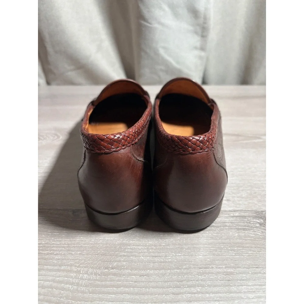 Allen Edmonds 13 B Newcastle Woven Leather Penny Loafers Burgundy USA Heritage